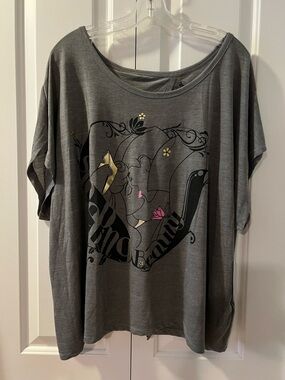Disney Gray Sleeping Beauty Short Sleeve Scoop Neck Top with Graphic